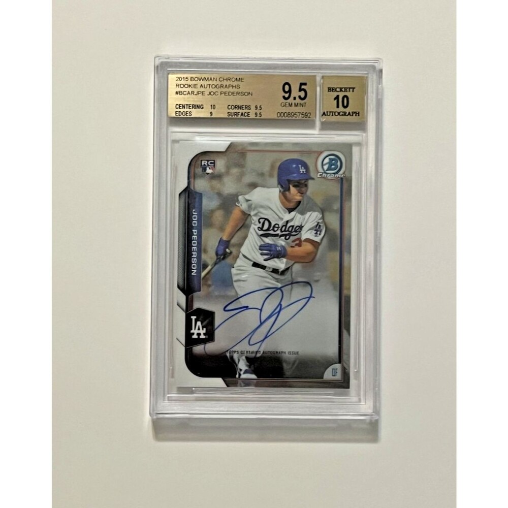 2015 Bowman Chrome Rookie Joc Pederson BGS 9.5 Gem Mint and 10 Auto